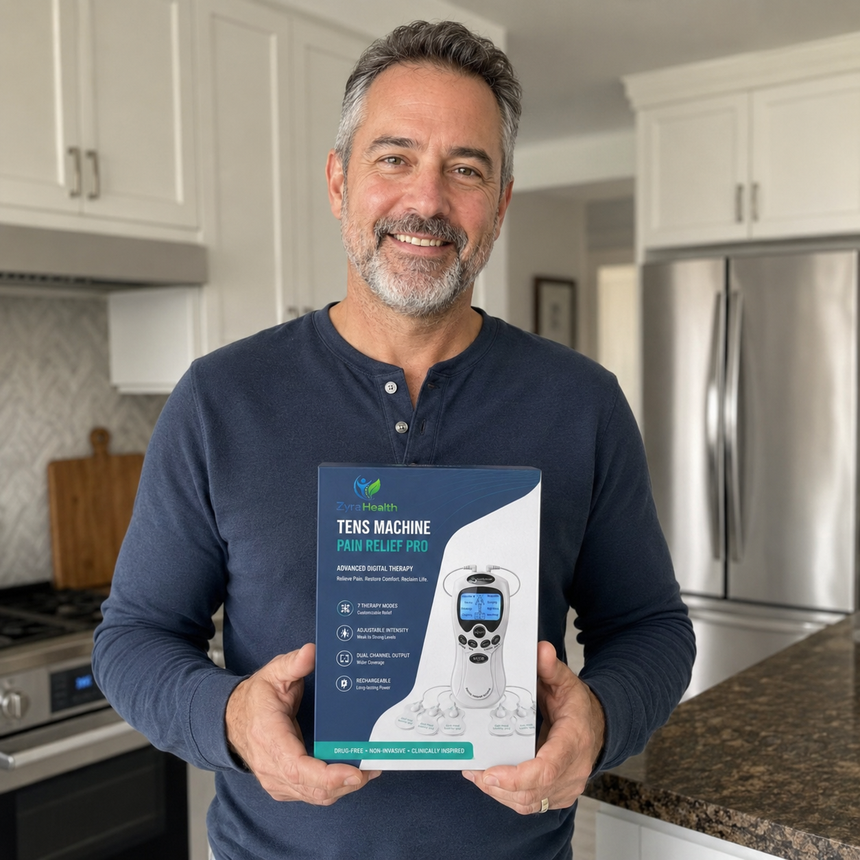 Zyra TENS Machine Pro in use for muscle relief