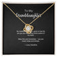 Love Knot pendant necklace for granddaughter — cubic zirconia close-up