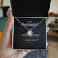 To My Granddaughter Love Knot necklace gift with message card — detail view