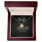 To My Wife Love Knot necklace — gift presentation view