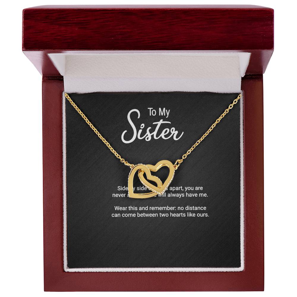 To My Sister Interlocking Hearts necklace gift — additional view
