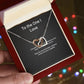 Interlocking Hearts couples necklace — gift presentation view